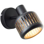 Brilliant Tyas Applique Murale Aluminium Métal Noir Dorée | Convient pour 1x E14