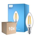 Multipack 10x Philips Corepro LED Bougie E14 Filament Claire 6.5W 806lm - 827 Blanc Très Chaud | Équivalent 60W