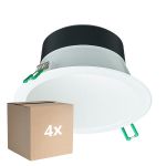 Multipack 4x Philips Downlight LED Coreline DN142B Aluminium Blanc 9.8W 1200lm 60D - 840 Blanc Froid | Diamètre 155mm - IP20 - Blanc Réflecteur