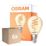 Multipack 6x Osram Vintage 1906 LED Classic Slim E14 Poire Filament Dorée 4.9W 470lm - 922 Blanc Très Chaud | Meilleur Rendu Des Couleurs - Dimmable - Équivalent 40W