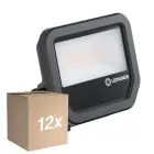 Multipack 12x Ledvance Projecteur LED Aluminium Noir 17W 2400lm 100D - 865 Lumière Du Jour | IP66 - Symétrique
