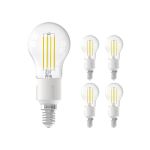 Multipack 5x Calex Smart Tuya Wifi E14 Kogel 4.5W 450lm - 818-830 Afstembaar Wit | Dimbaar - Vervangt 40W 