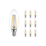 Multipack 10x Noxion Lucent LED E14 Kaars Filament Helder 2.5W 250lm - 827 Zeer Warm Wit | Vervangt 25W