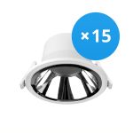 Multipack 15x Noxion LED Downlight Apollo 20W 2300lm 60D - 830 Warm Wit | 220mm - Zaagmaat 200mm - Alu Reflector - UGR <19