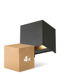Multipack 4x D'Lite Wandlamp Elingen Aluminium Zwart Up & Down 4.9W 480lm - 830 Warm Wit | IP65