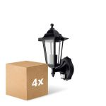 Multipack 4x D'Lite Wandlamp Helora Zwart | IP44 - Geschikt voor 1x E27 - Bewegingssensor