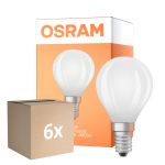 Multipack 6x Osram Classic LED E14 Kogel Filament Mat 5.5W 806lm - 840 Koel Wit | Dimbaar - Vervangt 60W