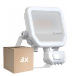 Multipack 4x Ledvance LED Floodlight Aluminium Wit 17W 2200lm 100D - 830 Warm Wit | IP65 - Bewegings- En Lichtsensor - Symmetrisch