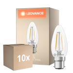 Multipack 10x Ledvance Classic LED B22 Kaars Filament Helder 1.8W 250lm - 827 Zeer Warm Wit | Vervangt 25W