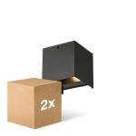 Multipack 2x D'Lite Wandlamp Elingen Aluminium Zwart Up & Down 4.9W 480lm - 830 Warm Wit | IP65 - Lichtsensor
