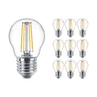 Multipack 10x Philips Corepro LED Lustre E27 Kogel Filament Helder 4.3W 470lm - 827 Zeer Warm Wit | Vervangt 40W