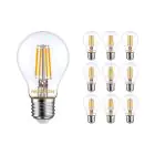 Multipack 10x Noxion Lucent Filament LED E27 Peer Helder 7W 806lm - 827 Zeer Warm Wit | Dimbaar - Vervangt 60W