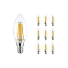 Multipack 10x Noxion Lucent LED E14 Kaars Filament Helder 4.5W 470lm - 827 Zeer Warm Wit | Vervangt 40W