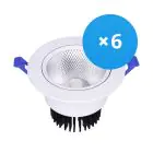 Multipack 6x Bright Choice LED Downlight Rond Kantelbaar 15W 1200lm 60D - 930 Warm Wit | 135mm - Zaagmaat 110mm - UGR 