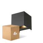 Multipack 4x D'Lite Wandlamp Elingen Aluminium Zwart Up & Down 4.9W 480lm - 830 Warm Wit | IP65