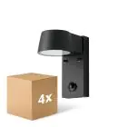 Multipack 4x D'Lite Wandlamp Lira Zwart 7W 600lm 830 Warm Wit | IP54 - Bewegingssensor