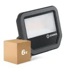 Multipack 6x Ledvance LED Floodlight Aluminium Zwart 17W 2200lm 100D - 830 Warm Wit | IP66 - Symmetrisch