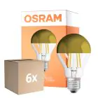 Multipack 6x Osram Classic LED E27 Peer Filament Spiegel Goud 4W 400lm - 827 Zeer Warm Wit | Vervangt 35W