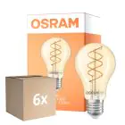 Multipack 6x Osram Vintage 1906 LED Classic Slim E27 Peer Filament Goud 8W 806lm - 922 Zeer Warm Wit | Beste Kleurweergave - Dimbaar - Vervangt 60W
