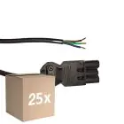Multipack 25x Noxion GST - Compatibel Voedingskabel Zwart - Mannelijk + Open uiteinden - 0,3m - 3 pole 0,75mm2
