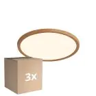 Multipack 3x Nordlux LED Plafondlamp Oja 29 Hout 17W 1600lm - 827 Zeer Warm Wit | Dimbaar