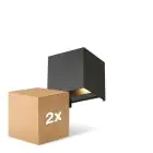 Multipack 2x D'Lite Wandlamp Elingen Aluminium Zwart Up & Down 4.9W 480lm - 830 Warm Wit | IP65