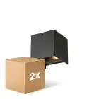 Multipack 2x D'Lite Wandlamp Elingen Aluminium Zwart Up & Down 4.9W 480lm - 830 Warm Wit | IP65 - Lichtsensor