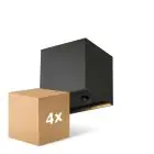 Multipack 4x D'Lite Wandlamp Elingen Aluminium Zwart Up & Down 2.9W 170lm - 830 Warm Wit | IP65 - Werkt Op Batterijen - Lichtsensor